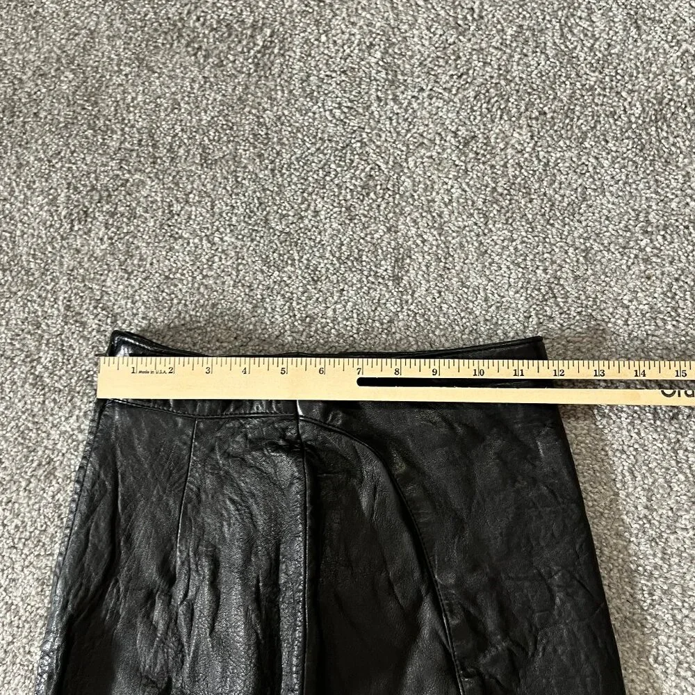 Vintage Ann‎ Taylor skirt womens 4 black leather pencil classic grunge USA 80s - Picture 10 of 13